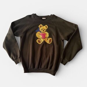 Vintage 80s Sweatshirt with sequin teddy bear